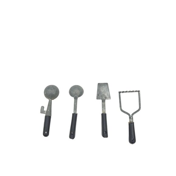 1:6 Vintage Ideal Toys‎ Dollhouse Kitchen Utensils Masher Spatula Scoop Spoon - Picture 1 of 6